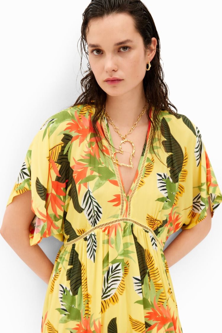 Desigual Tropical Tunic Dress Kupaći Kostimi Žute | ag0N4eiN