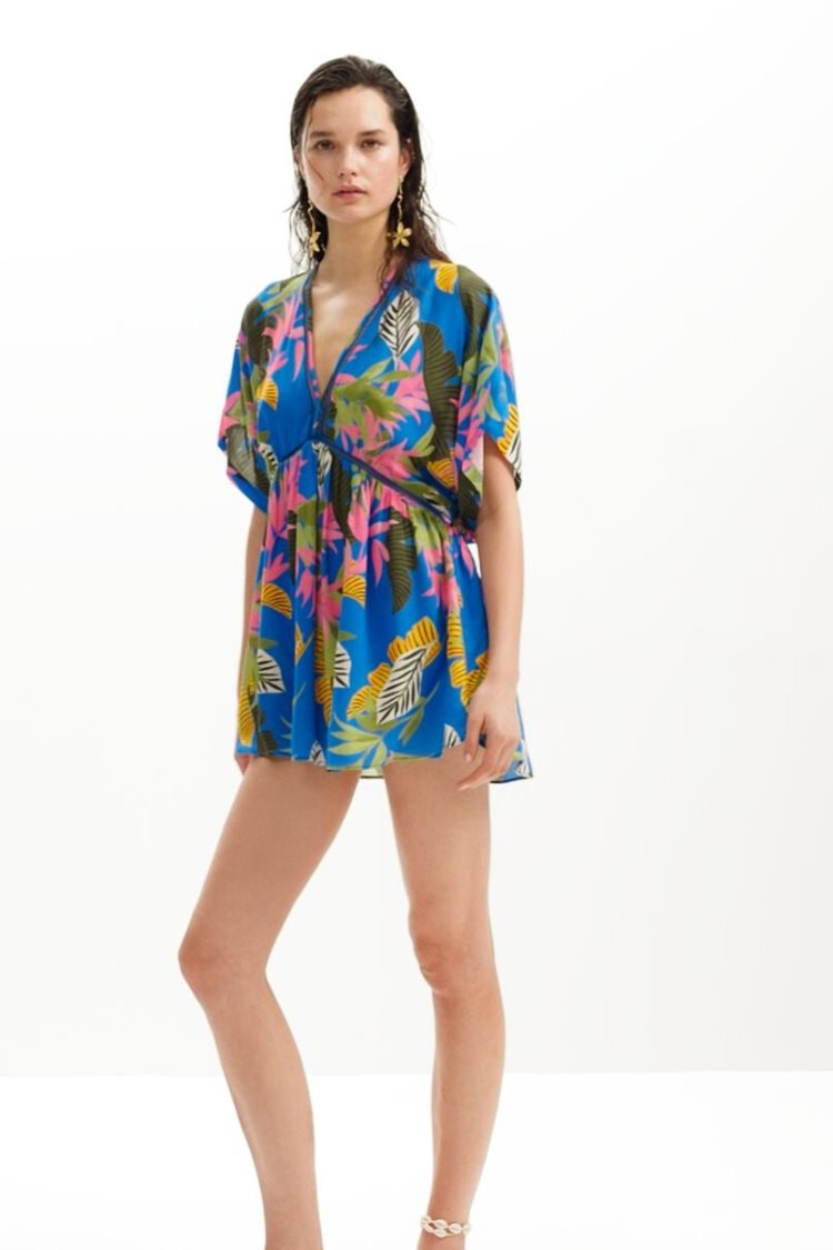 Desigual Tropical Tunic Dress Kupaći Kostimi Plave | iR5r5st4