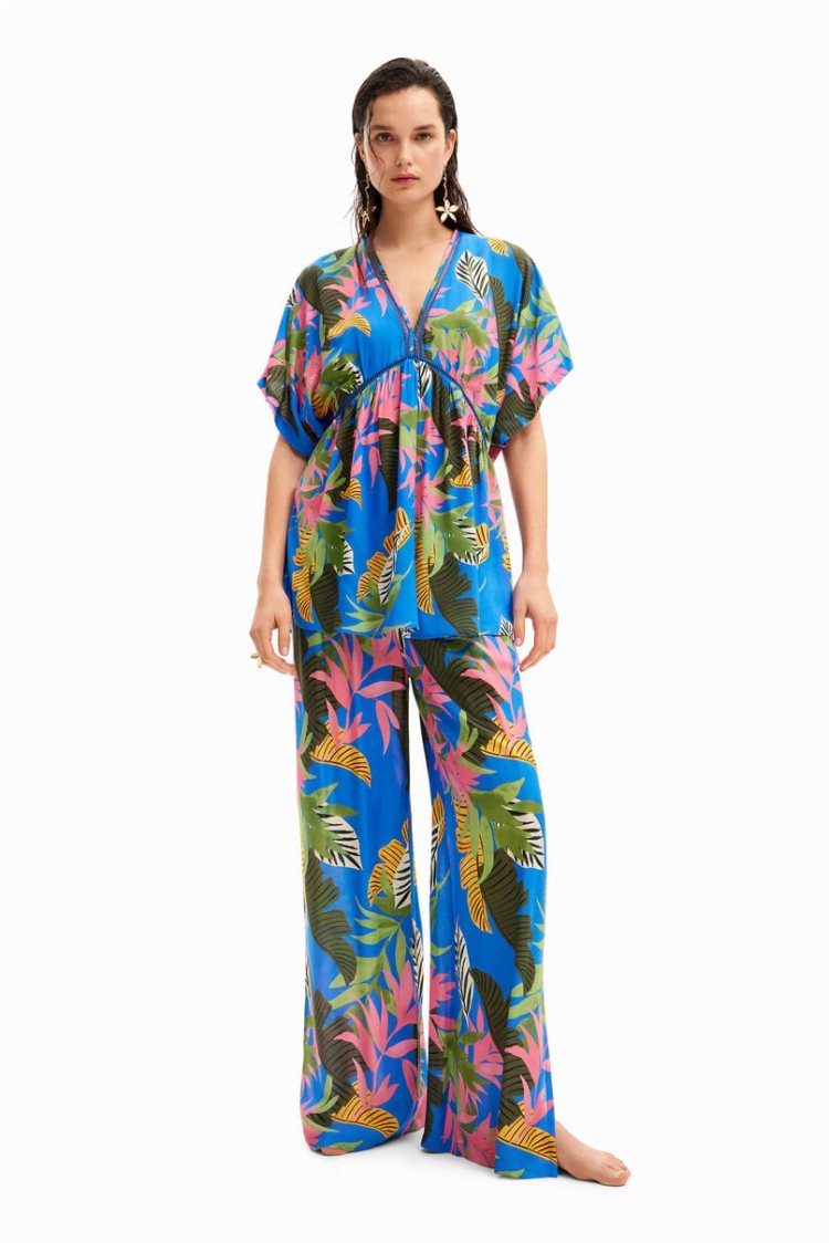 Desigual Tropical Tunic Dress Kupaći Kostimi Plave | iR5r5st4