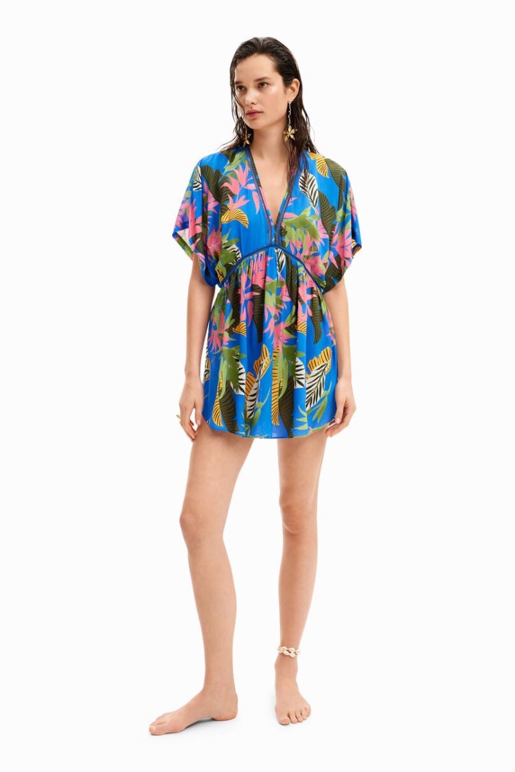 Desigual Tropical Tunic Dress Kupaći Kostimi Plave | iR5r5st4