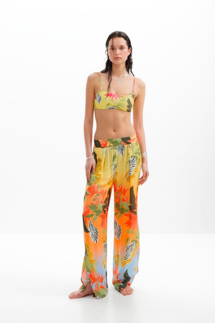 Desigual Tropical Wide-leg Trousers Kupaći Kostimi Žute | spNQJRIs