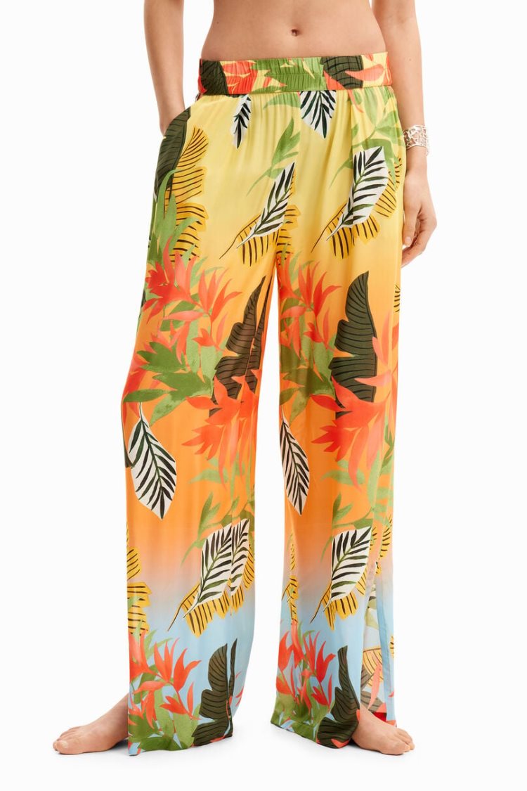 Desigual Tropical Wide-leg Trousers Kupaći Kostimi Žute | spNQJRIs