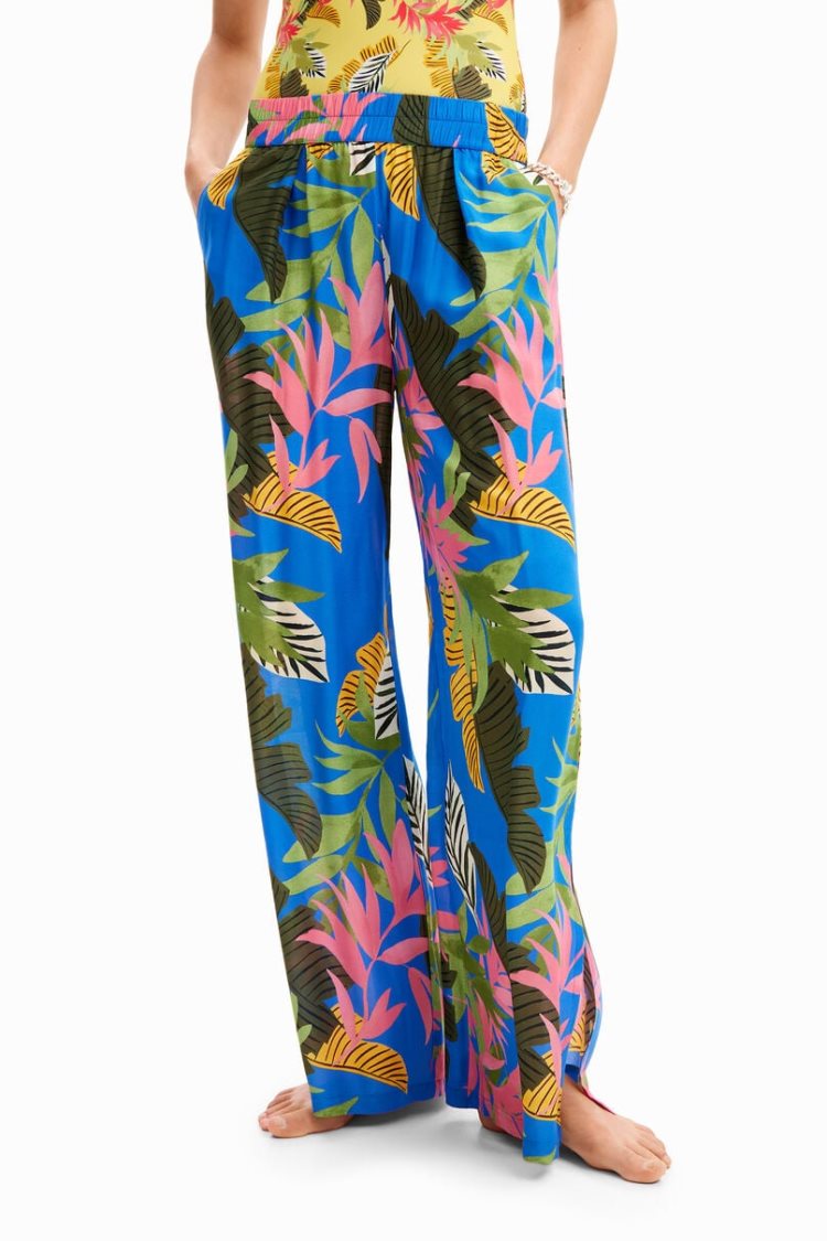 Desigual Tropical Wide-leg Trousers Kupaći Kostimi Plave | eE6WB7sl