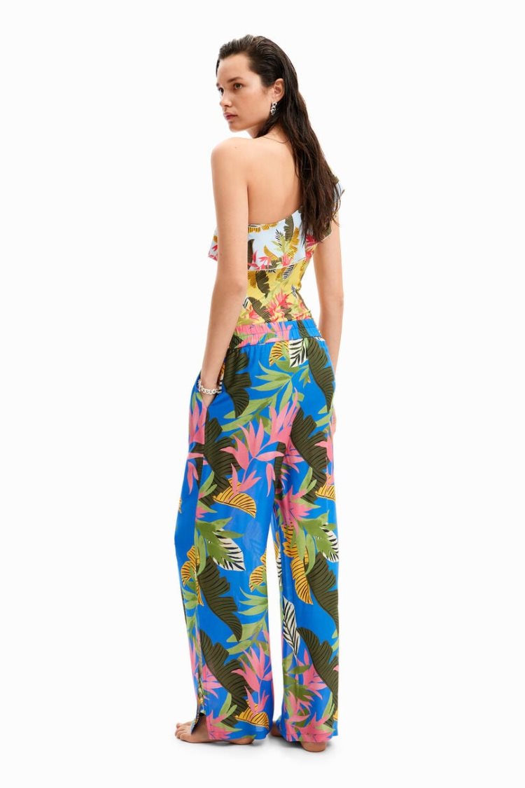 Desigual Tropical Wide-leg Trousers Kupaći Kostimi Plave | eE6WB7sl