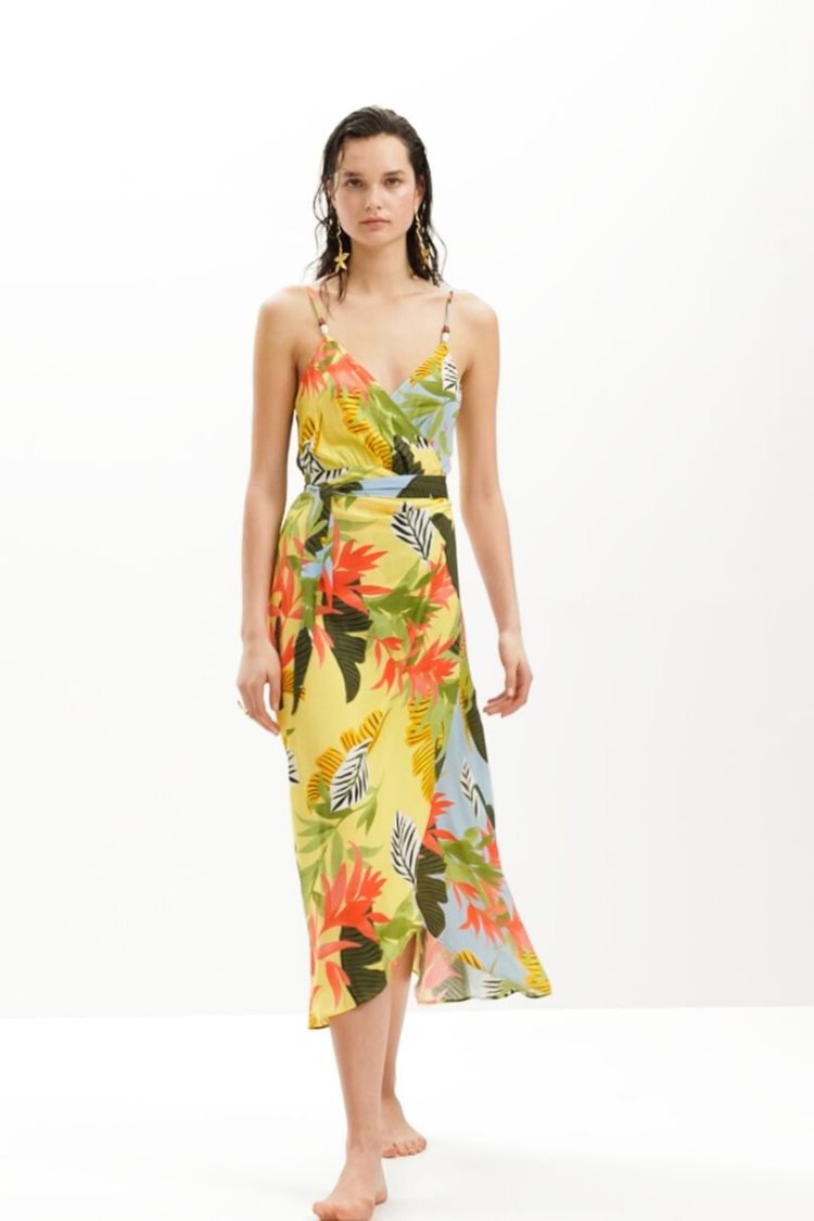 Desigual Tropical Wrap Midi Dress Kupaći Kostimi Bijele | KPM21biN