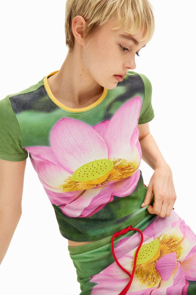 Desigual Tyler Mcgillivary Fluorescent Lotus Flower Majice Assorted | WyG0HXHE