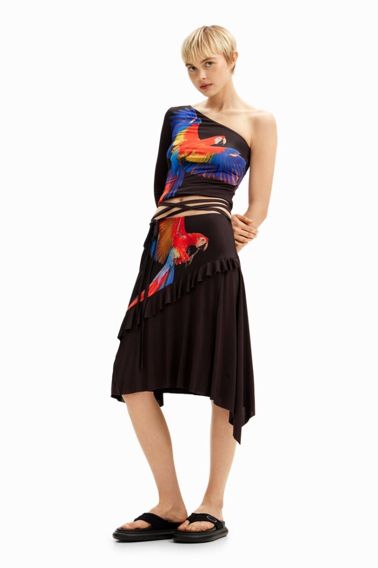 Desigual Tyler Mcgillivary Parrot Skirts Crne | t6PzGy3g