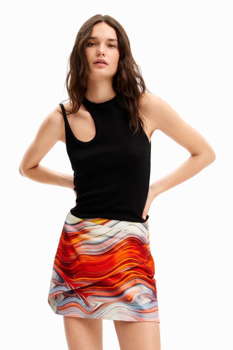 Desigual Wave Wrap Mini Skirts Crne | wd785vHu